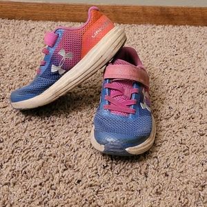 Blue pink orange gradient underarmor velcro shoes